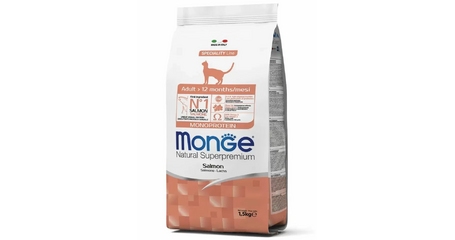 Корм Monge для взрослых кошек, из лосося, Speciality Line Monoprotein, 1,5 кг 
