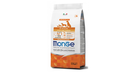 Monge Natural Superpremium All Breeds Puppy & Junior (Утка, рис, картофель)